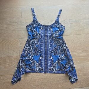 INC International Concepts Navy and White Paisley Top